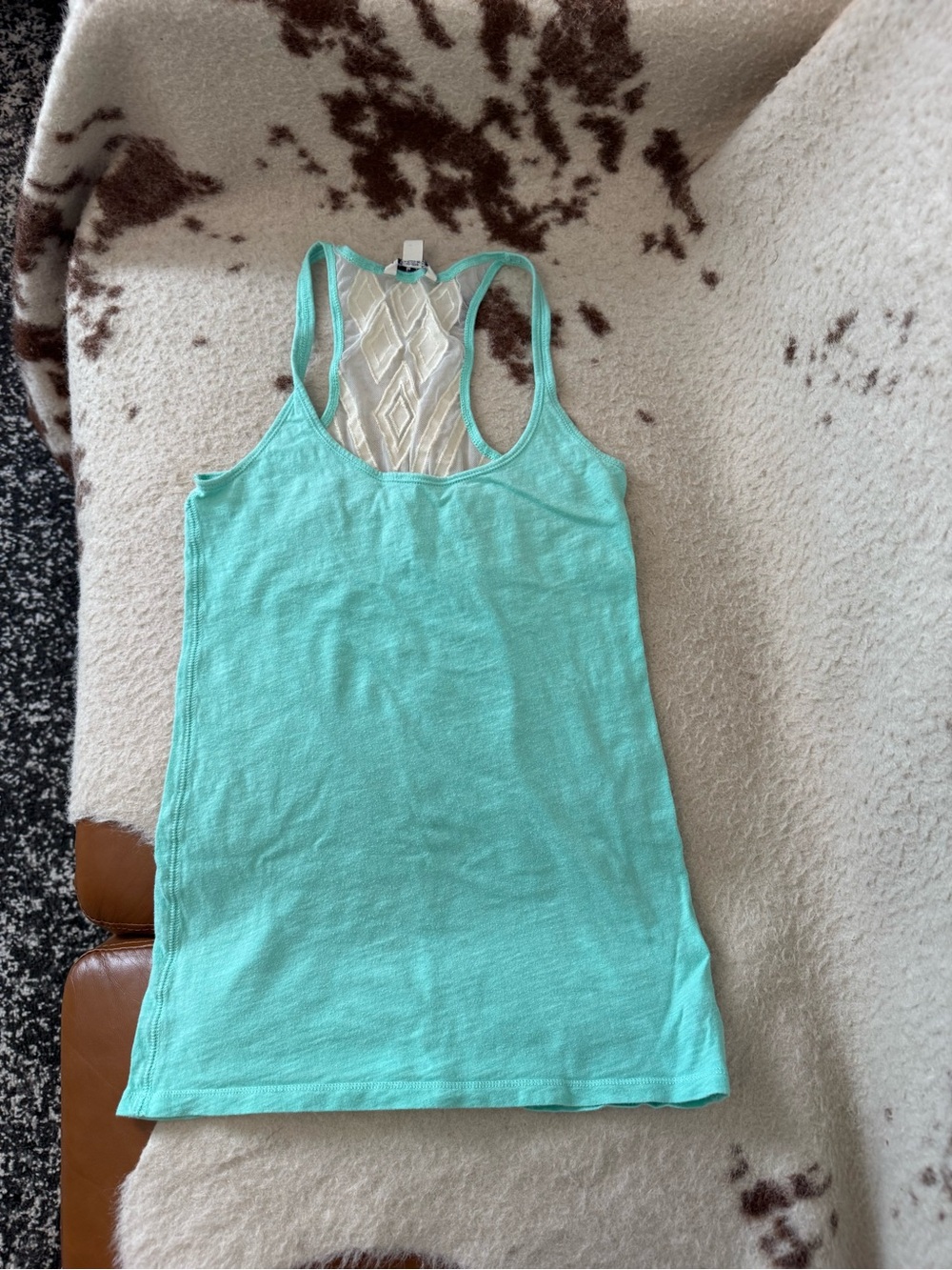 American Eagle Outfitters Mint Green Racerback Tank  Navajo lace back Y2K